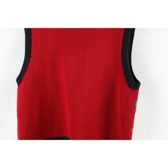 Vintage 90s Streetwear Medium Christmas Ornaments Knit Cardigan Sweater Vest - Picture 11 of 12
